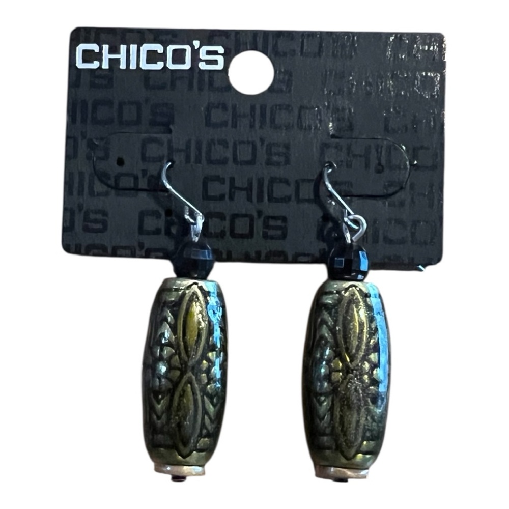 Chico’s NWT Bronze Etched Dangle Earrings Hypoallergenic